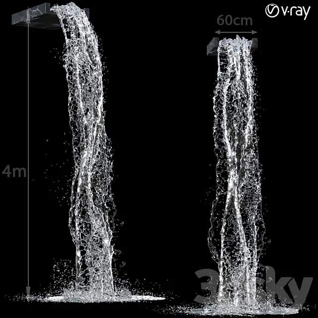 Waterfall fountains 002 3D Model Waterfall fountains 002 3D Model