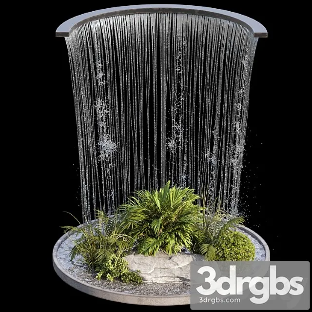 Waterfall Fountains and Plant 07 3D Model Download