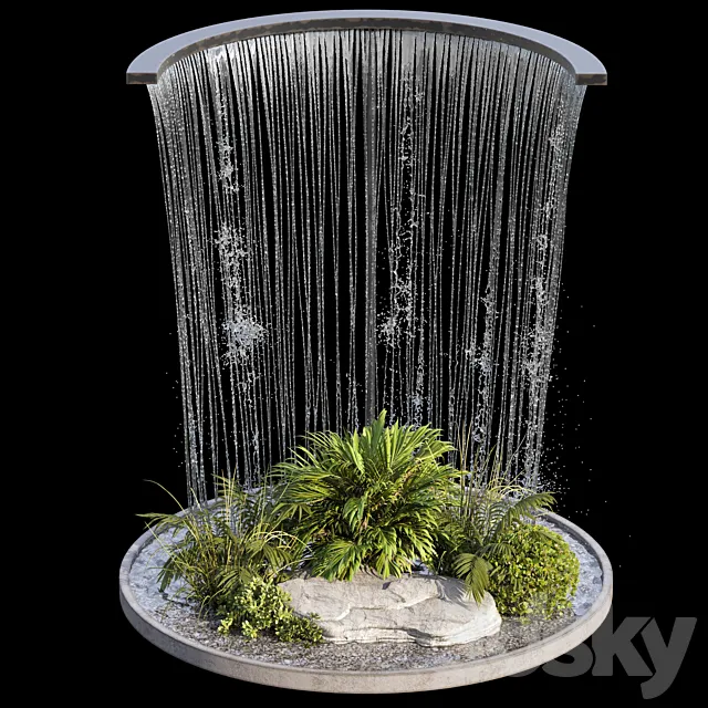 Waterfall fountains and plant 07 3D Model Waterfall fountains and plant 07 3D Model