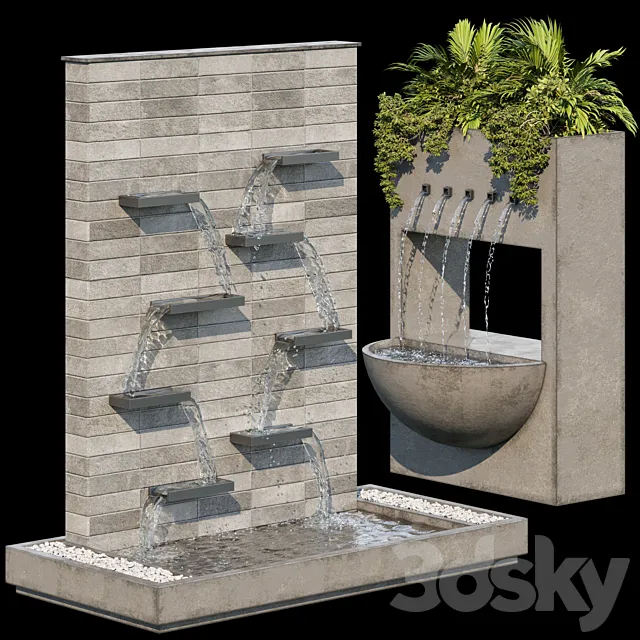 Waterfall fountains cascade 02 3DModel