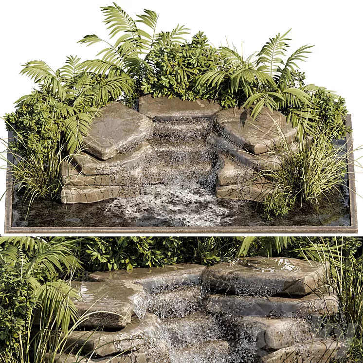 Waterfall fountains cascade 11 3D Model