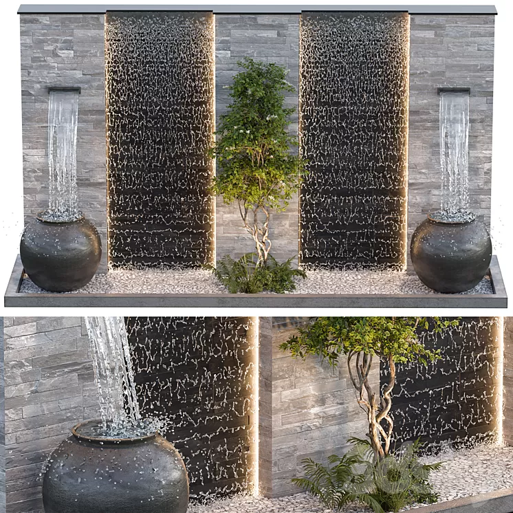 Waterfall fountains cascade 22 3D Model