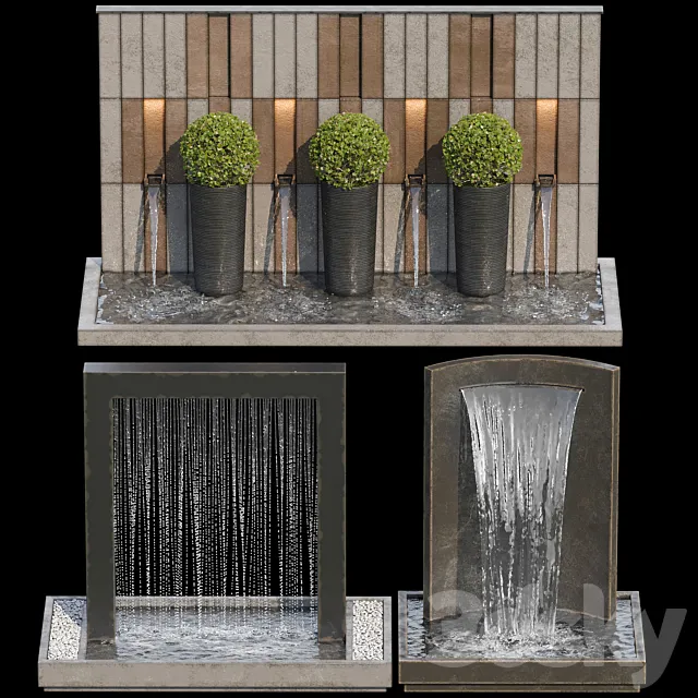 Waterfall fountains cascade 23 3DModel