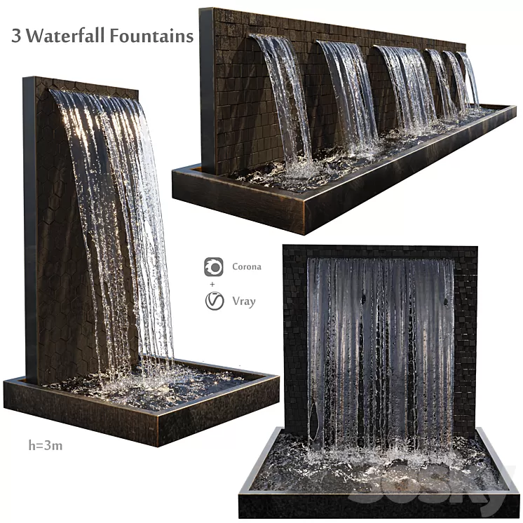 Waterfall fountains cascade 3D Model