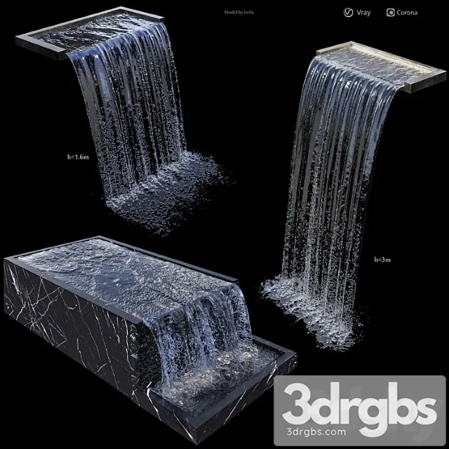 Waterfall fountains cascade water features 3D Model Download