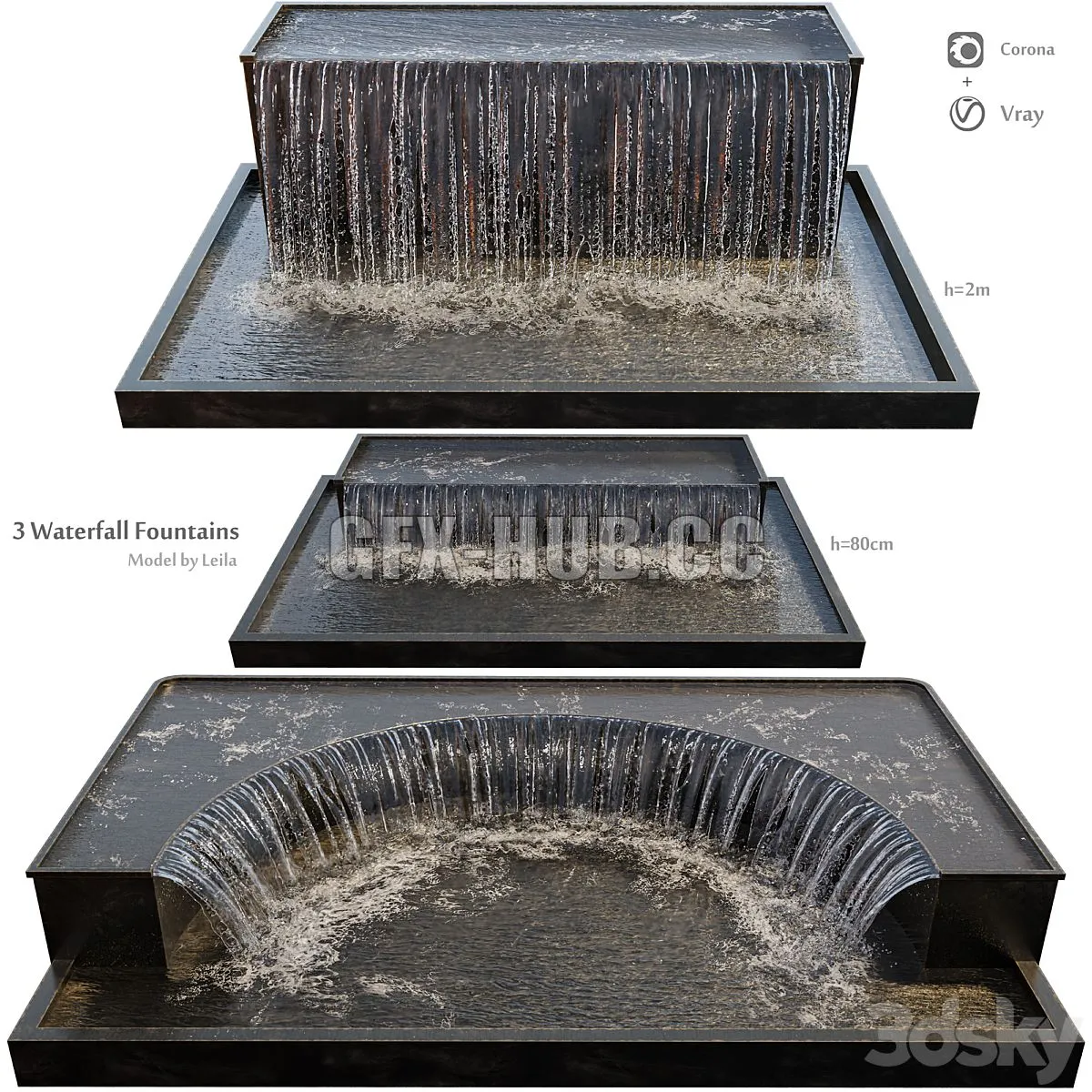 Waterfall fountains grand cascade 3D Model Waterfall fountains grand cascade 3D Model