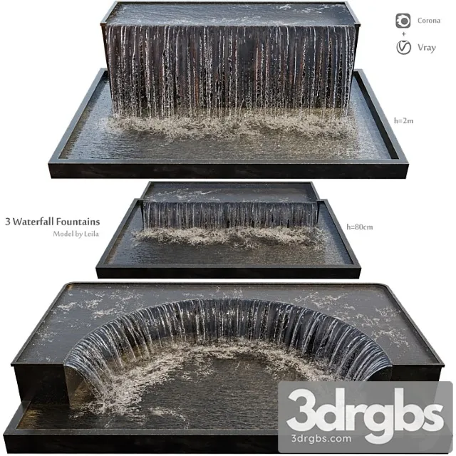 Waterfall fountains grand cascade 3D Model Download