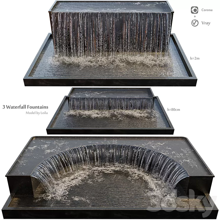 Waterfall fountains grand cascade 3D Model Waterfall fountains grand cascade 3D Model
