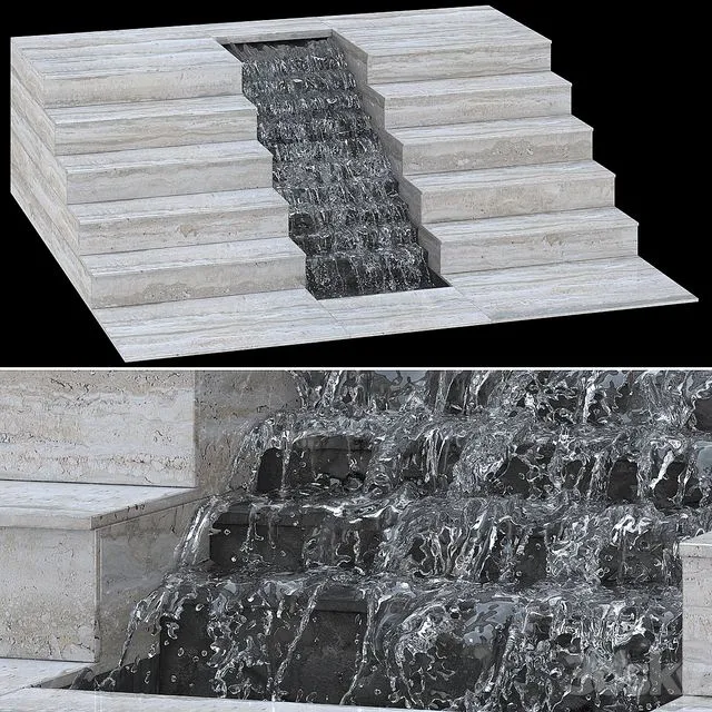 Waterfall fountains stairs_007 3D Model Waterfall fountains stairs_007 3D Model