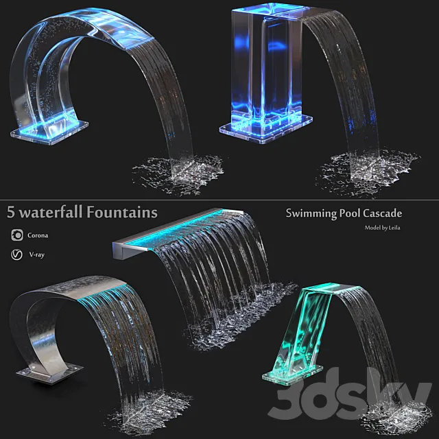 Waterfall Fountains Swimming Pool Cascade 3D Model Waterfall Fountains Swimming Pool Cascade 3D Model