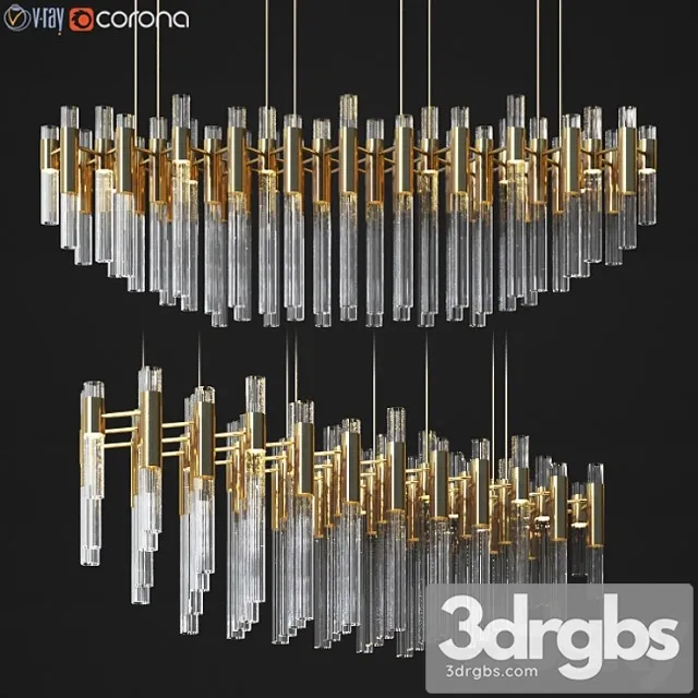 Waterfall linear rectangular suspension chandelier luxxu 3D Model Download