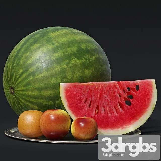 Watermelon with fruit 3D Model Download