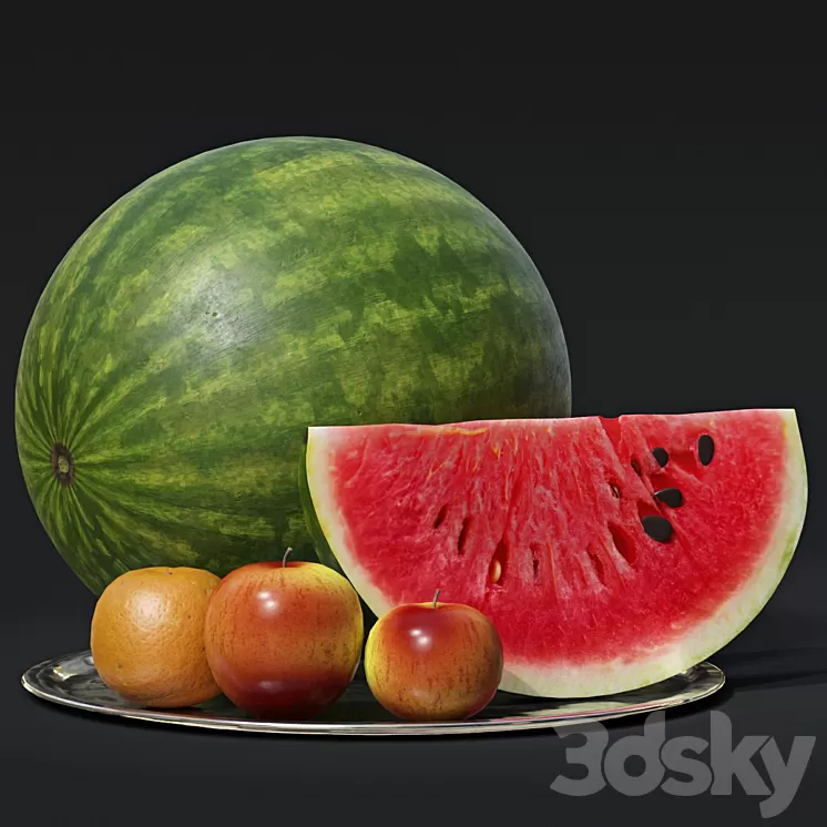 Watermelon with fruit 3D Model
