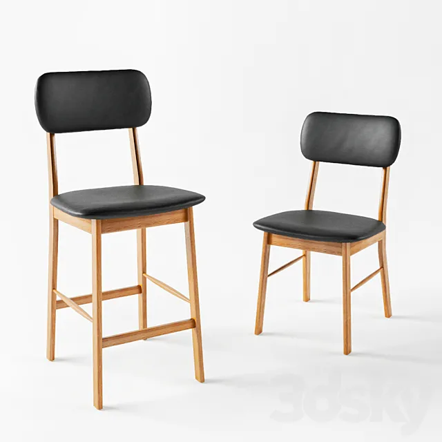Watford La Redoute bar or counter stool and chair 3D Model Watford La Redoute bar or counter stool and chair 3D Model