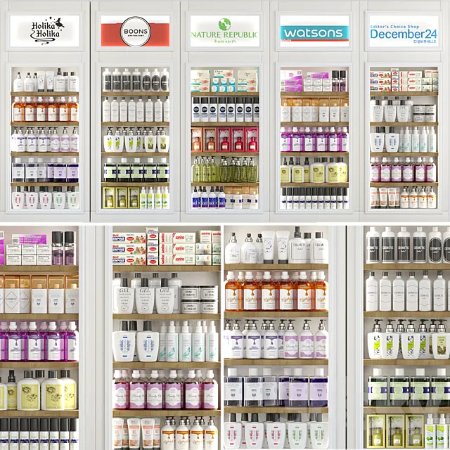 Watson. A set of cosmetics and care products. Beauty Salon and Bathroom Accessories 3D Model