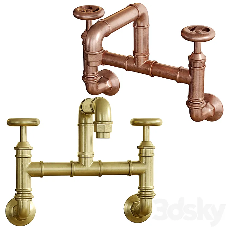 Watts Wall-Mount Bridge Bathroom Faucet 3D Model Free Download
