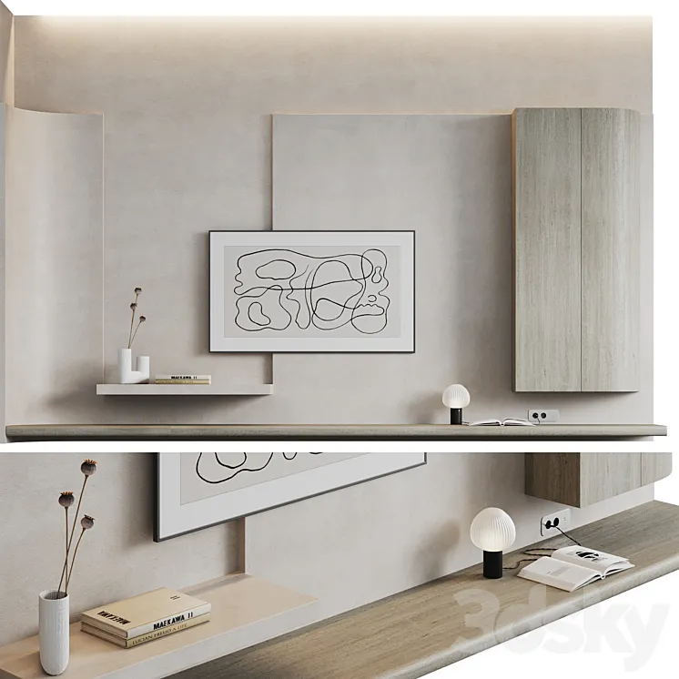 Wave TV wall 3D Model Free Download