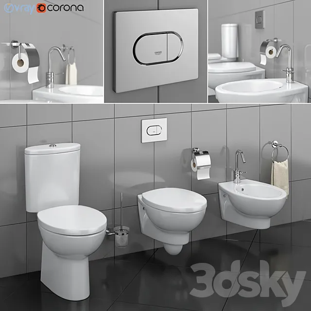 WC and bidet Hatria | Erika Pro 3D Model