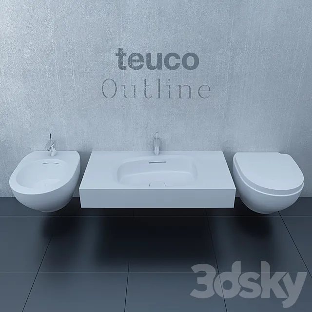 WC bidet and washbasin Teuco Outline 3D Model