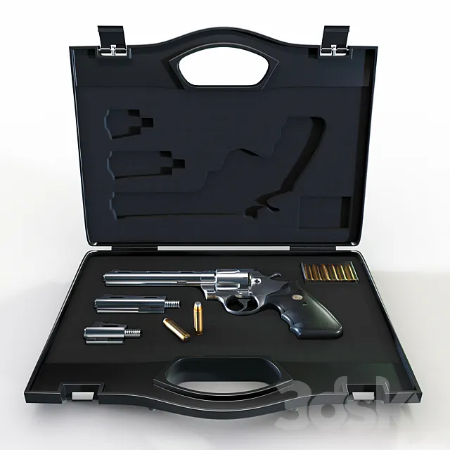 Weapon case with revolver 3D Model Weapon case with revolver 3D Model