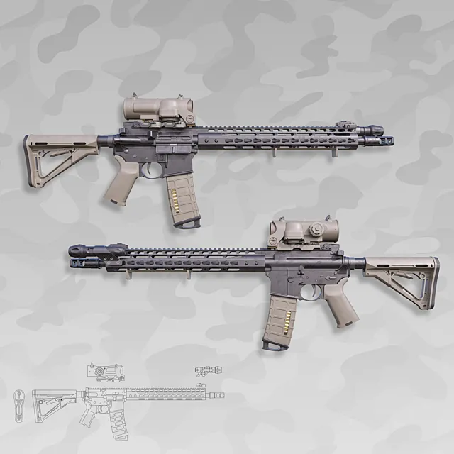 Weapon Custom AR-15 3D Model Weapon Custom AR-15 3D Model