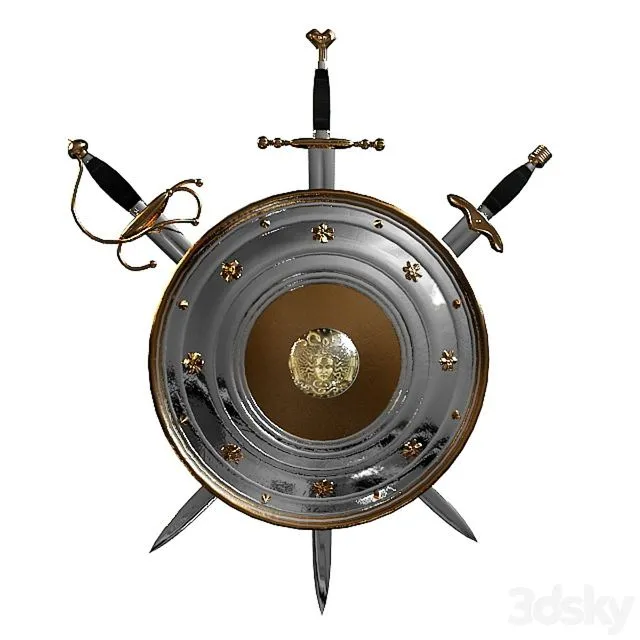Weapon metal sword shield 3D Model