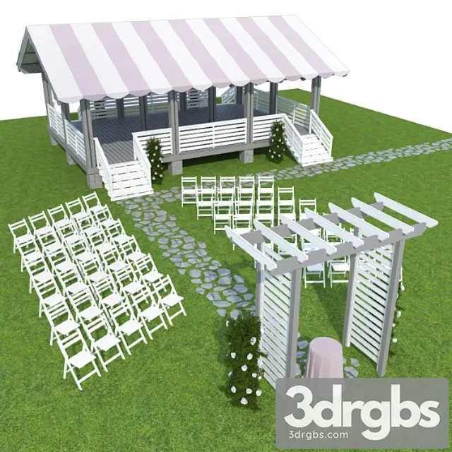 Wedding Arch with Surroundings 3D Model Download