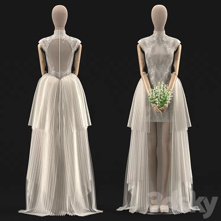 wedding dress 02 3D Model Free Download