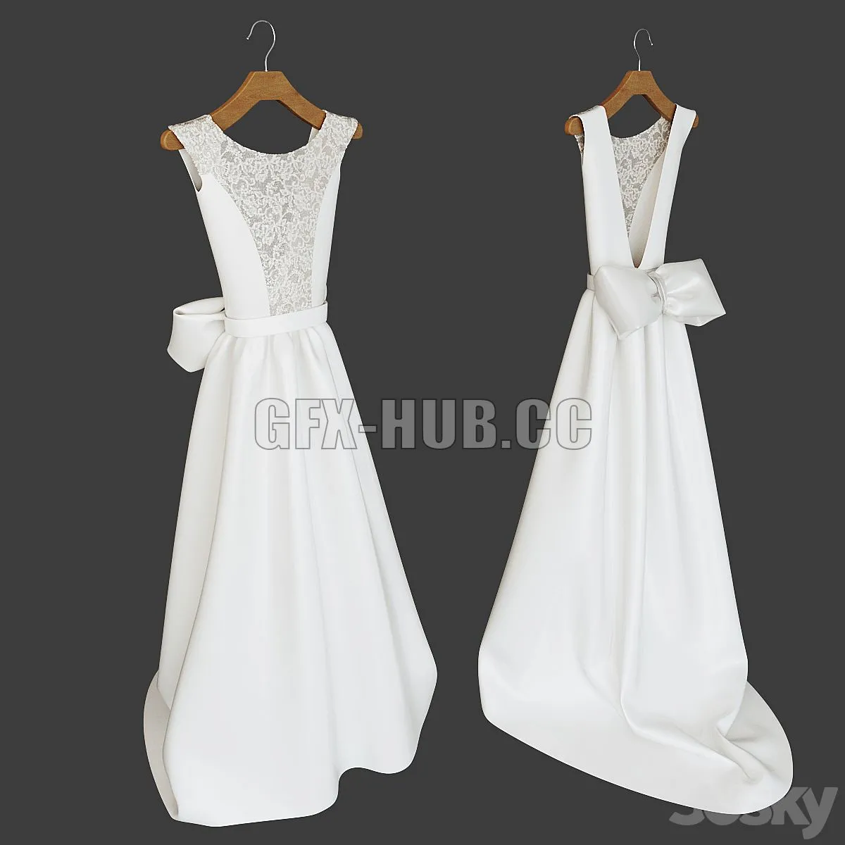 Wedding dress on a hanger 3D Model