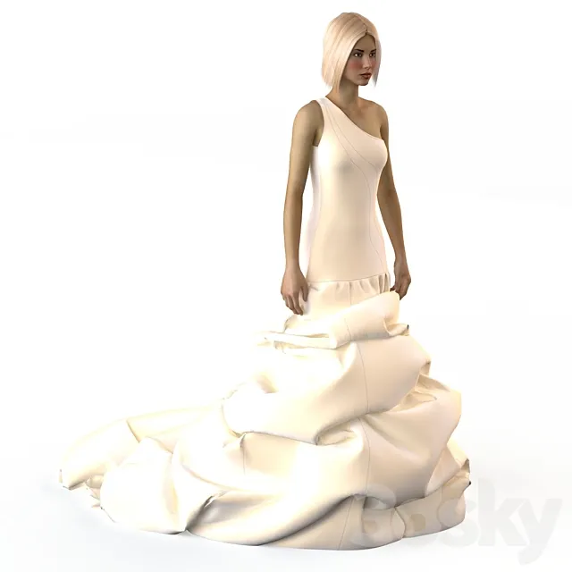 Wedding dress on a mannequin 3DModel