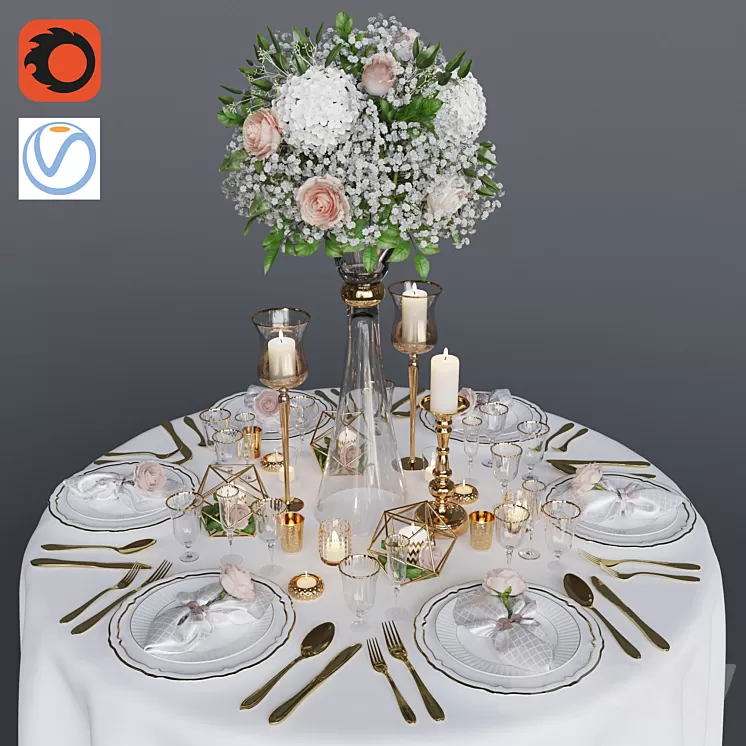 Wedding table setting 1 3D Model