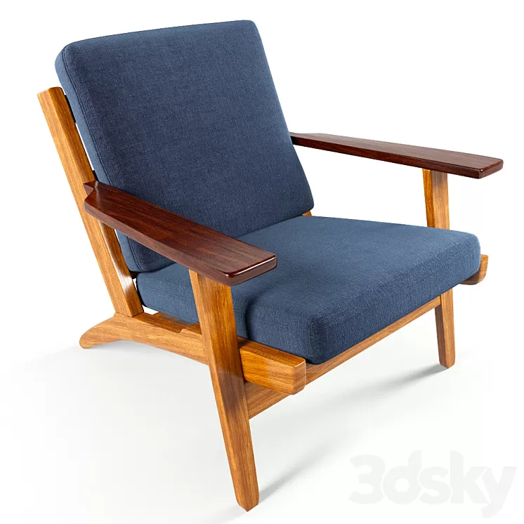 Wegner Style Plank ArmChair 3D Model Wegner Style Plank ArmChair 3D Model