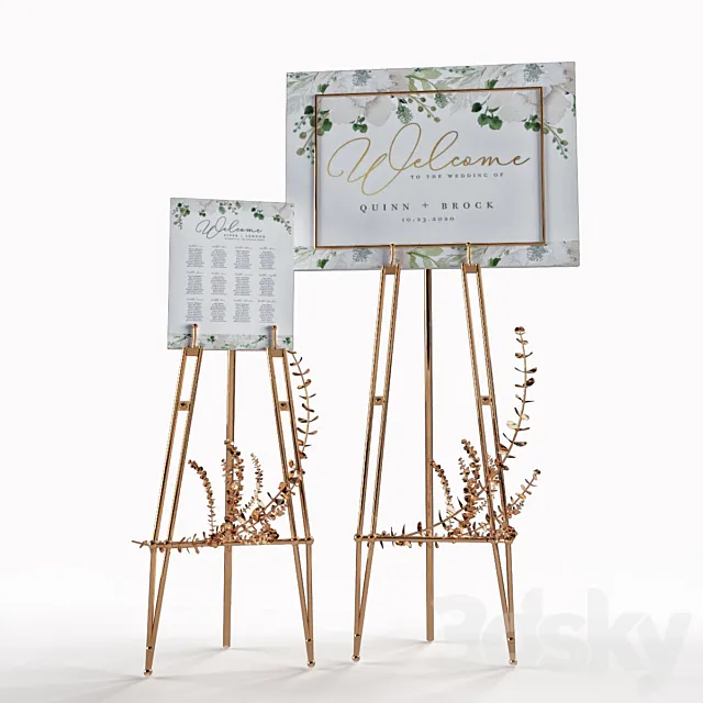 welcom board wedding 3D Model welcom board wedding 3D Model