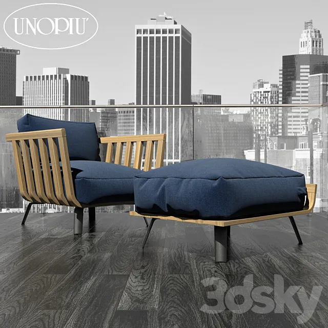 Welcome outdoor armchair set 3D Model