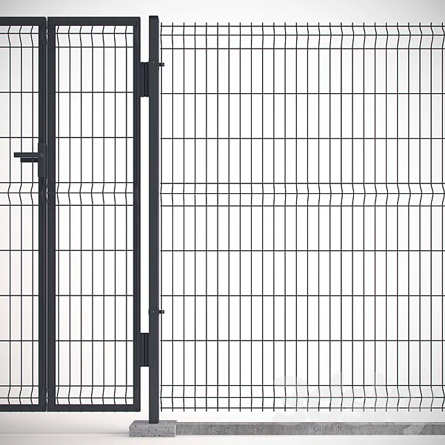 Welded Wire Panel Fence 3D Model
