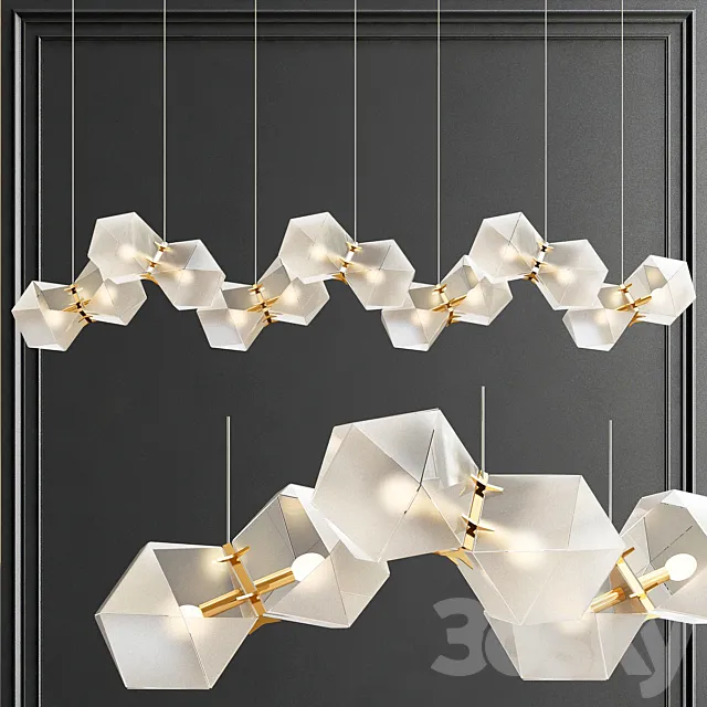 Welles long chandelier 3D Model