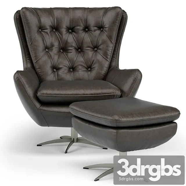 Wells tufted leather swivel armchair and ottoman Wells tufted leather swivel armchair and ottoman