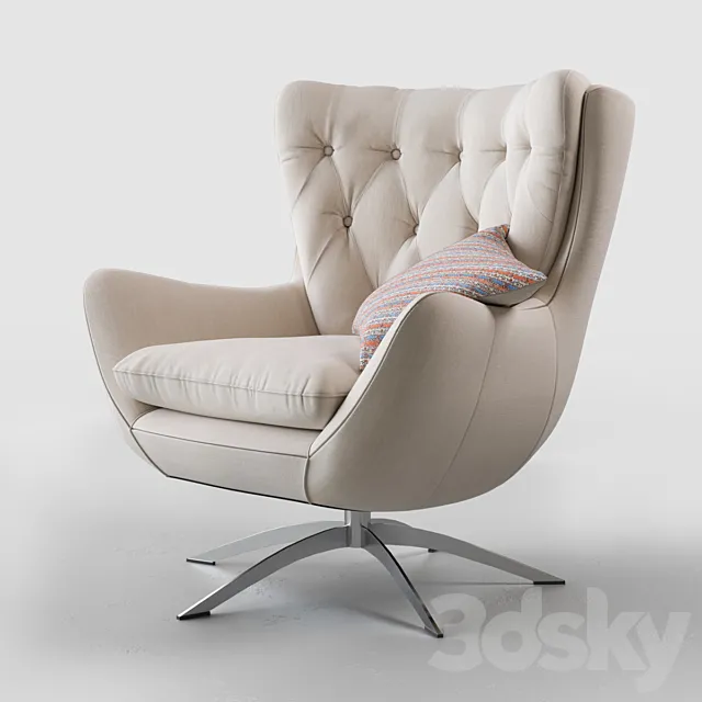 WELLS UPHOLSTERED SWIVEL ARMCHAIR 3D Model WELLS UPHOLSTERED SWIVEL ARMCHAIR 3D Model