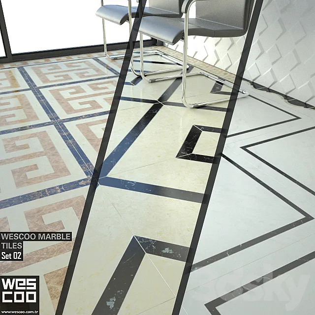 WESCOO Marble Tiles WATERJET DECORS. ACCESSORIES Set 02 3DModel WESCOO Marble Tiles WATERJET DECORS. ACCESSORIES Set 02 3DModel