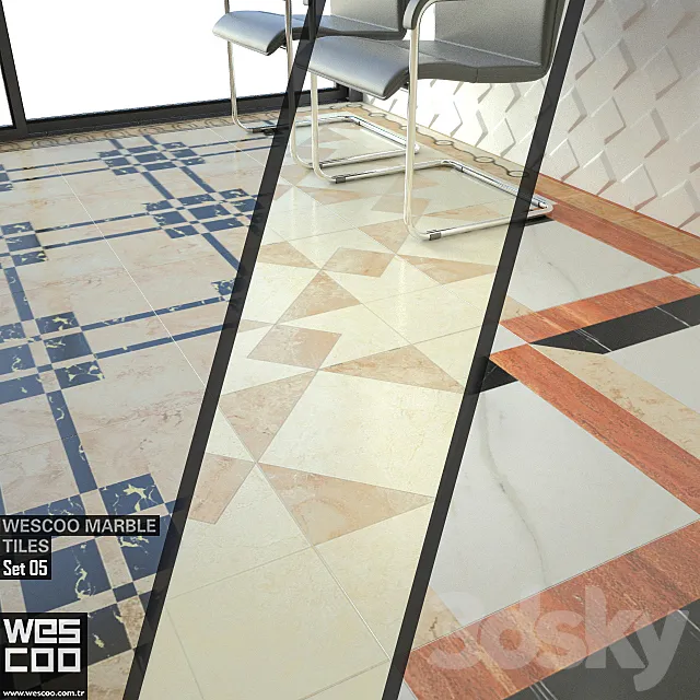 WESCOO Marble Tiles WATERJET DECORS ACCESSORIES Set 05 3D Model WESCOO Marble Tiles WATERJET DECORS ACCESSORIES Set 05 3D Model