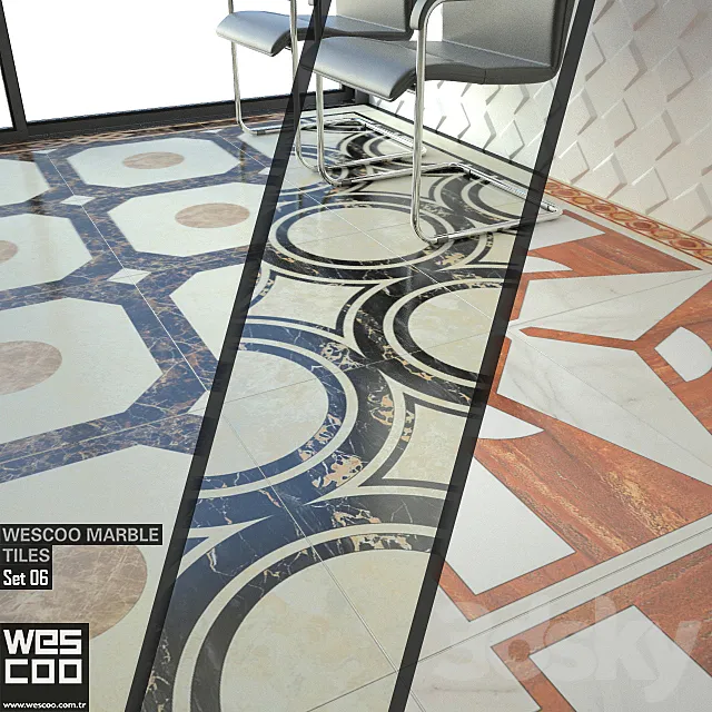 WESCOO Marble Tiles WATERJET DECORS. ACCESSORIES Set 06 3DModel WESCOO Marble Tiles WATERJET DECORS. ACCESSORIES Set 06 3DModel