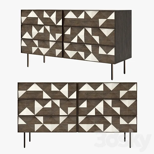 West Elm _ Diamond Rhombus 6-Drawer Dresser 3DModel West Elm _ Diamond Rhombus 6-Drawer Dresser 3DModel