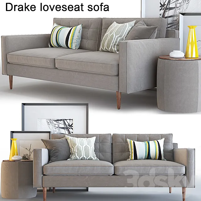 West elm _ Sofa Loveseat _ Drake Sofa 3D Model