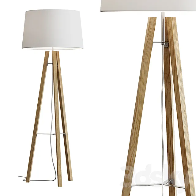 West Elm _ Tripod Wood Floor Lamp 3D Model West Elm _ Tripod Wood Floor Lamp 3D Model