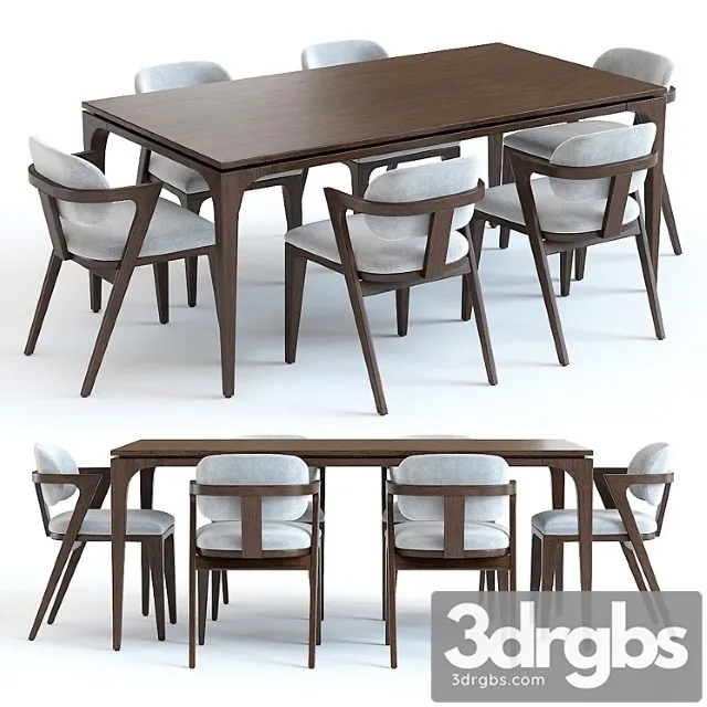 West Elm Adam Court Table And Chairs 3D Model Download