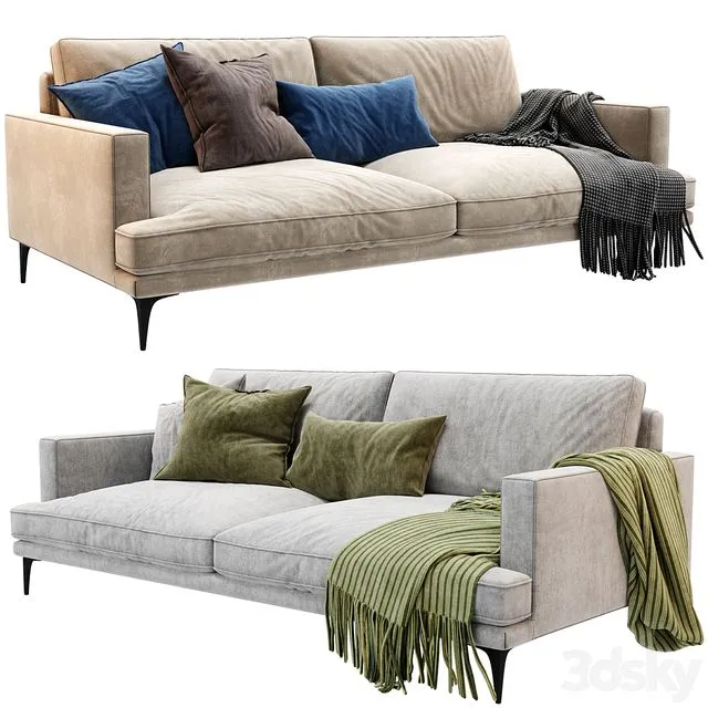 West Elm Andes 2 Seats Sofa 3D Model