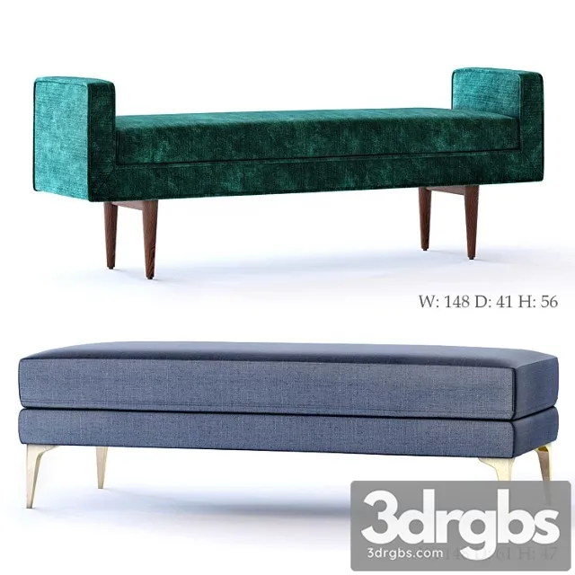West elm andes and landry bench 2 3D Model Download