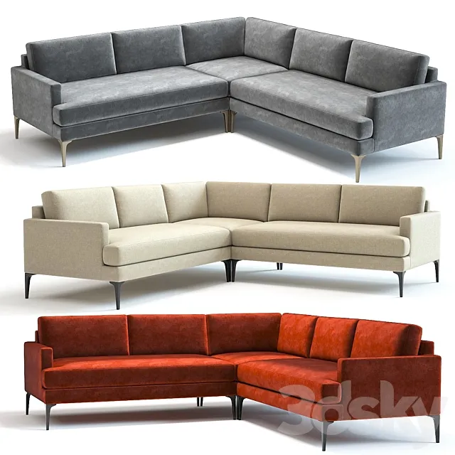 West Elm Andes L-Shaped Sofa 3DModel West Elm Andes L-Shaped Sofa 3DModel