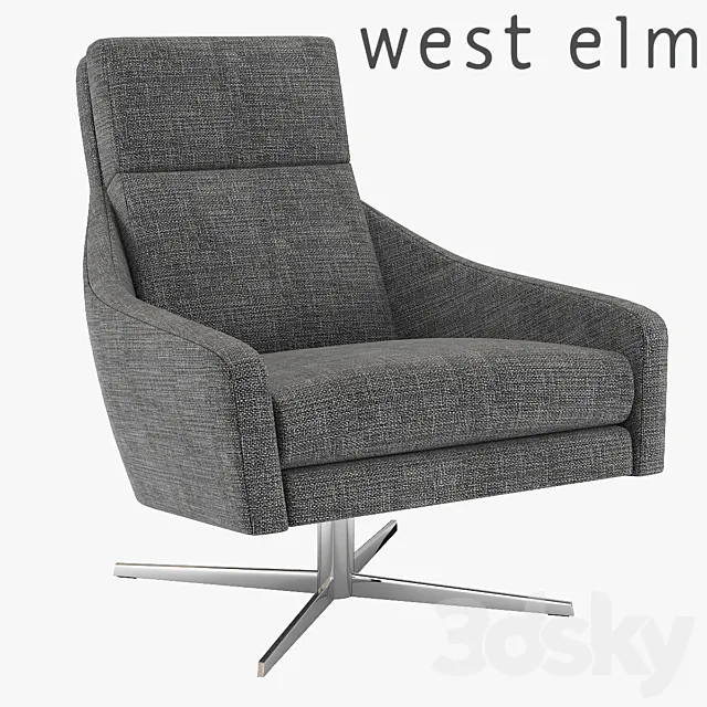 West Elm Austin Swivel Armchair 3D Model