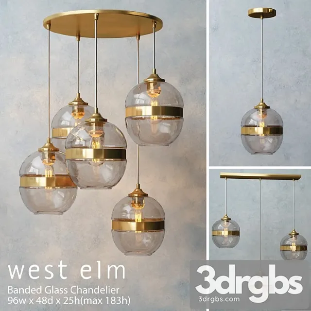 West Elm Banded Glass Chandelier 3D Model Download